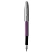 Ручка перьевая Parker «Sonnet Sand Blasted Metal&Violet Lacquer» черная, 0,8мм, подарочная упаковка