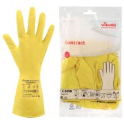 Перчатки VILEDA PROFESSIONAL «Контракт» латексные МНОГОРАЗОВЫЕ х/б напыление, размер M (средний), желтые, 174323