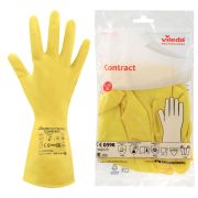 Перчатки VILEDA PROFESSIONAL «Контракт» латексные МНОГОРАЗОВЫЕ х/б напыление, размер XL (очень большой), желтые, 174327